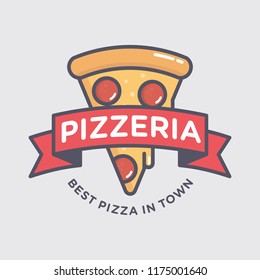 Pizza logo template vector emblem for cafe restaurant