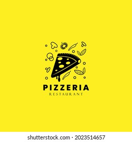 Pizza logo template. Vector emblem for cafe, restaurant or food delivery service. vector illustration. 