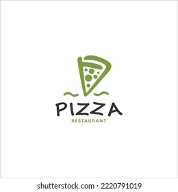  Plantilla de logotipo de pizza. Emblema vectorial para café, restaurante o servicio de entrega de comida.