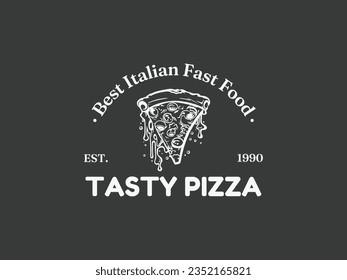 Pizza logo template. Vector emblem for cafe, restaurant or food delivery service.