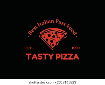 Pizza logo template. Vector emblem for cafe, restaurant or food delivery service.