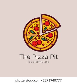 Pizza logo template. Vector illustration of a slice of pizza. food restaurant logo