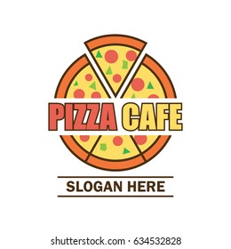 pizza logo with text space for your slogan / tag line, vector illustration
