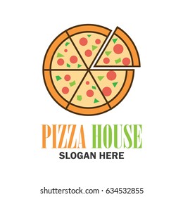 pizza logo with text space for your slogan / tag line, vector illustration
