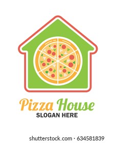 pizza logo with text space for your slogan / tag line, vector illustration
