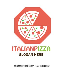 pizza logo with text space for your slogan / tag line, vector illustration
