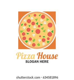 pizza logo with text space for your slogan / tag line, vector illustration
