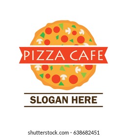 pizza logo with text space for your slogan / tag line, vector illustration