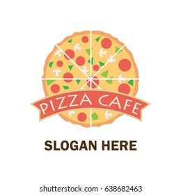 pizza logo with text space for your slogan / tag line, vector illustration