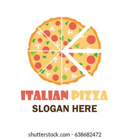 pizza logo with text space for your slogan / tag line, vector illustration