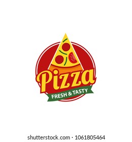Pizza Logo Vector with Badge Design