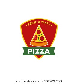 Pizza Logo Vector with Badge Design