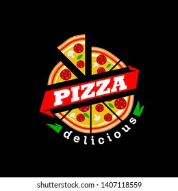 pizza logo vector delicious food