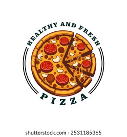 Logotipo de pizza Vector la masa en forma de pan plano