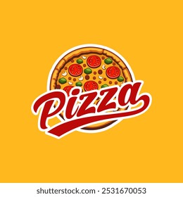 Logotipo de pizza Vector la masa en forma de pan plano