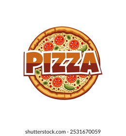 Logotipo de pizza Vector la masa en forma de pan plano