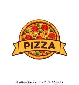 Logotipo de pizza Vector la masa en forma de pan plano