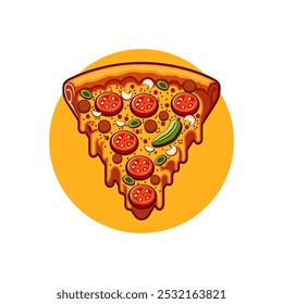 Logotipo de pizza Vector la masa en forma de pan plano