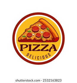 Logotipo de pizza Vector la masa en forma de pan plano