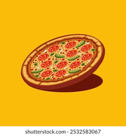 Logotipo de pizza Vector la masa en forma de pan plano