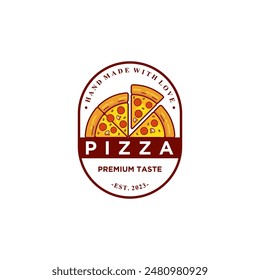 Pizza Logo Vector illustration. Pizza logo design template. Vector emblem for cafe, restaurant or food delivery service.