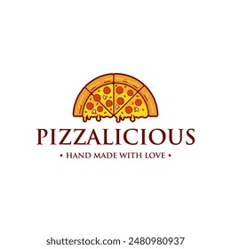 Pizza Logo Vector illustration. Pizza logo design template. Vector emblem for cafe, restaurant or food delivery service.