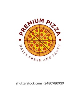 Pizza Logo Vector illustration. Pizza logo design template. Vector emblem for cafe, restaurant or food delivery service.