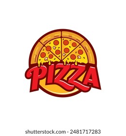 Pizza Logo Vector illustration. Pizza logo design template. Vector emblem for cafe, restaurant or food delivery service.