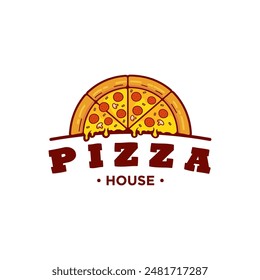 Pizza Logo Vector illustration. Pizza logo design template. Vector emblem for cafe, restaurant or food delivery service.