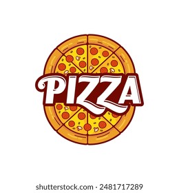 Pizza Logo Vector illustration. Pizza logo design template. Vector emblem for cafe, restaurant or food delivery service.