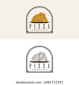 Pizza Logo Vector illustration. Pizza logo design template. Vector emblem for cafe, restaurant or food delivery service.