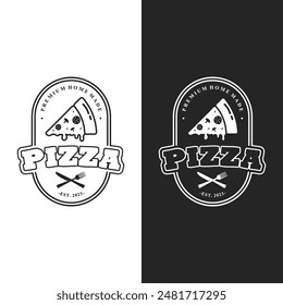 Pizza Logo Vector illustration. Pizza logo design template. Vector emblem for cafe, restaurant or food delivery service.