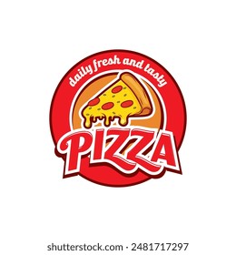 Pizza Logo Vector illustration. Pizza logo design template. Vector emblem for cafe, restaurant or food delivery service.