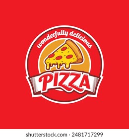 Pizza Logo Vector illustration. Pizza logo design template. Vector emblem for cafe, restaurant or food delivery service.