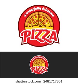 Pizza Logo Vector illustration. Pizza logo design template. Vector emblem for cafe, restaurant or food delivery service.