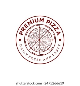 Pizza Logo Vector illustration. Pizza logo template. Vector emblem for cafe, restaurant or food delivery service.