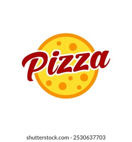 Pizza logotipo vetor ilustração modelo lettering mão desenhar ícone emblema