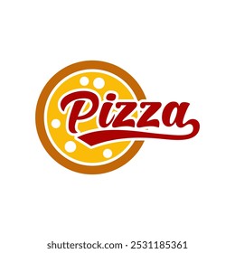 Pizza logotipo vetor ilustração modelo lettering mão desenhar ícone emblema