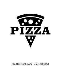 Modelo de ilustração do vetor do logotipo da Pizza preto e branco. Ícone de desenho da mão emblema