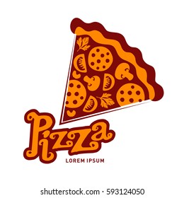 Pizza logo vector illustration. Vintage style badges and labels design concept for your restaurant business. Two tone logo templates for your design. Isolated on a white background