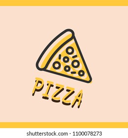 Pizza logotype template for web and print design with trend stamp effect