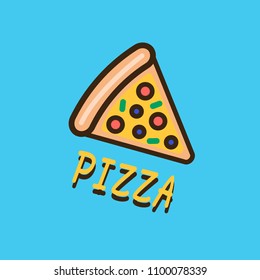 Pizza logotype template for web and print design in flat colorful style