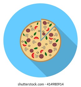 Pizza long shadow icon.