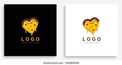 Pizza Love Heart Logo. Modern logo icon symbol template vector design