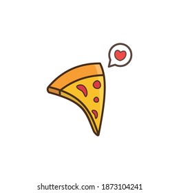 ícono de pizza y amor. Las ilustraciones vectoriales son adecuadas tanto para medios web como para medios impresos