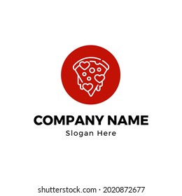 Pizza love logo design template