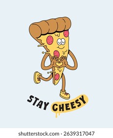 pizza love sign retro cartoon illustration