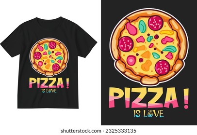 Pizza es la ilustración de la plantilla de diseño de camisetas de amor. Camiseta de pizza, camiseta de pizza-Slice, camiseta de cumpleaños de Pizza, camiseta de cumpleaños de Pizza, camiseta de comida, camiseta de Pizza Lover, regalos de pizza, camisetas de comida italiana