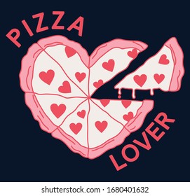 pizza lover heart girl tees vector graphic designs