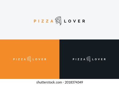 Pizza Lover Minimalist, Flat, Logo Design. Pizza icons, Vector illustration template.